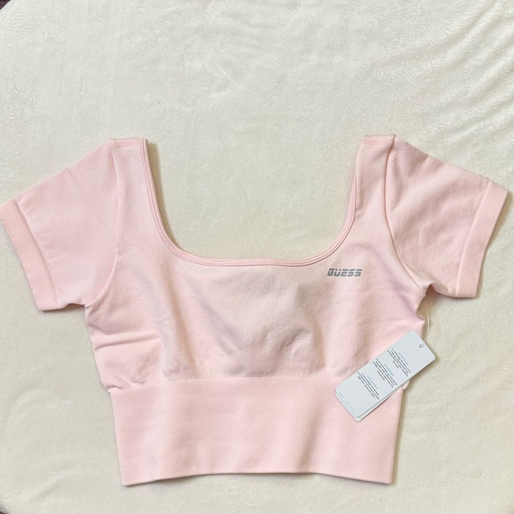 Guess Pink Crop Athletic Top